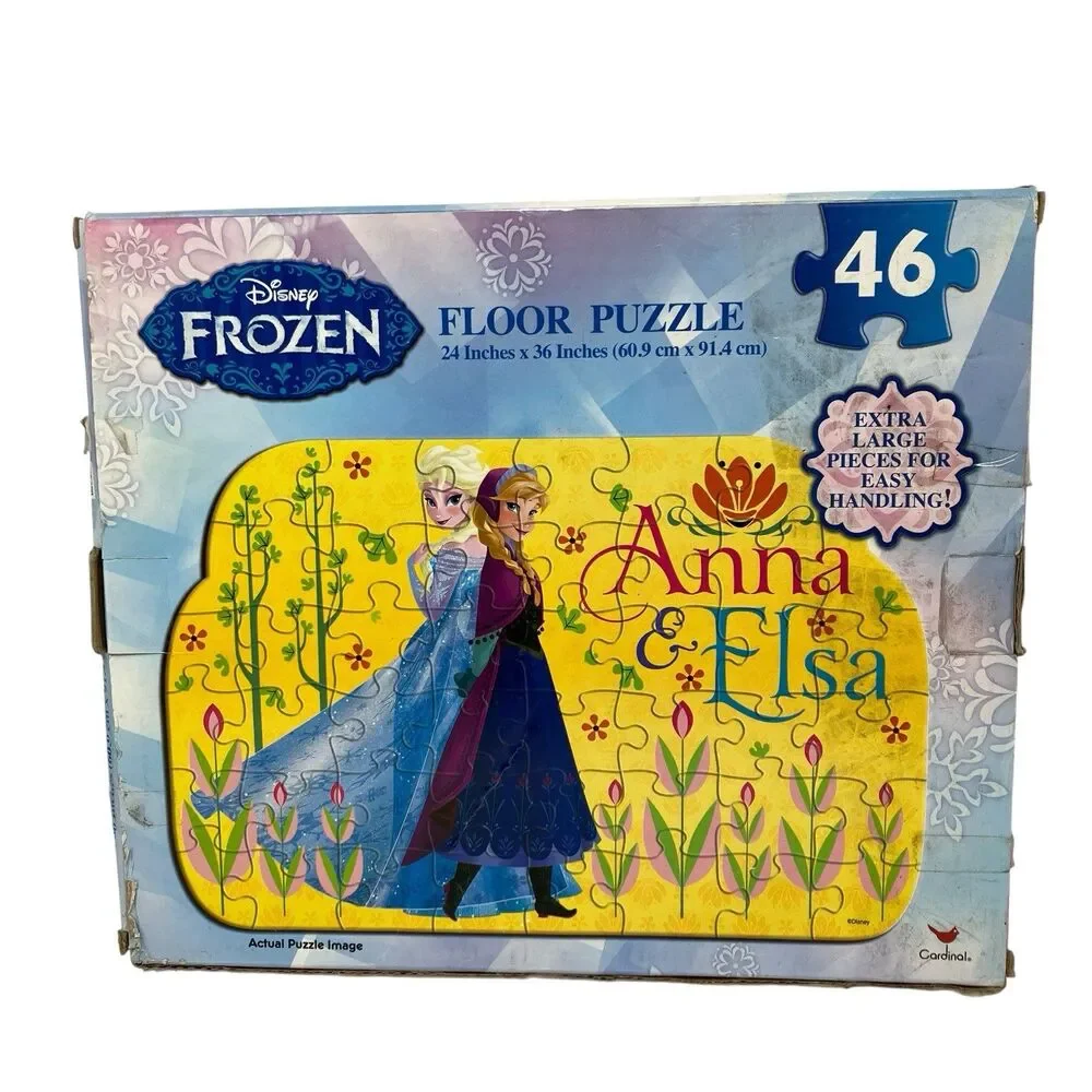Disney Frozen Floor Puzzle 46 Pc Anna Elsa Kids Large Pieces‎ Complete Box 24x36